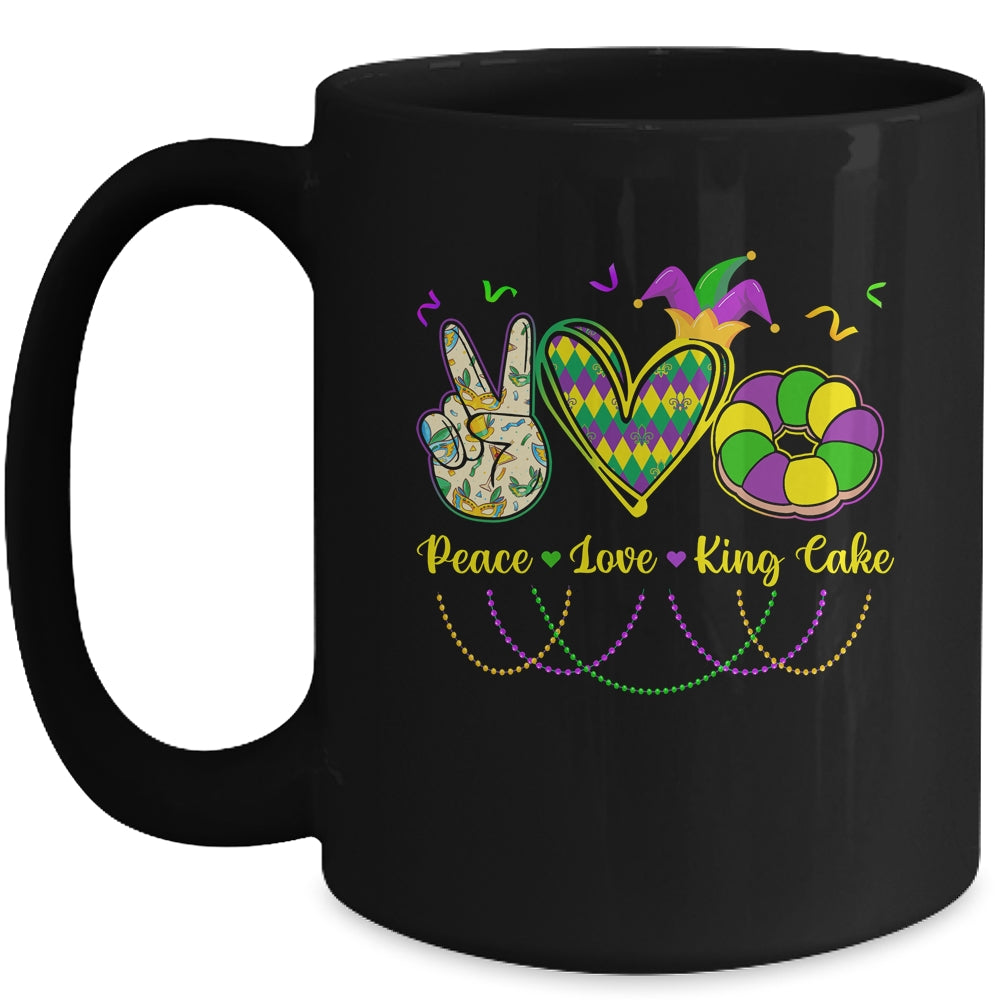 Peace Love King Cake Mardi Gras Men Women Kids Mug | siriusteestore