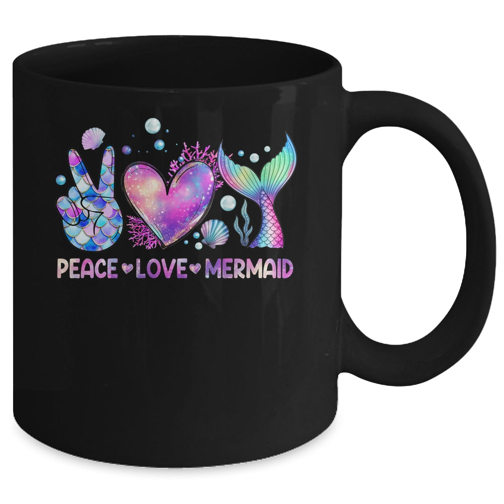 Peace Love Mermaid Summer Love Mermaid Beach Vacation Girls Mug | siriusteestore