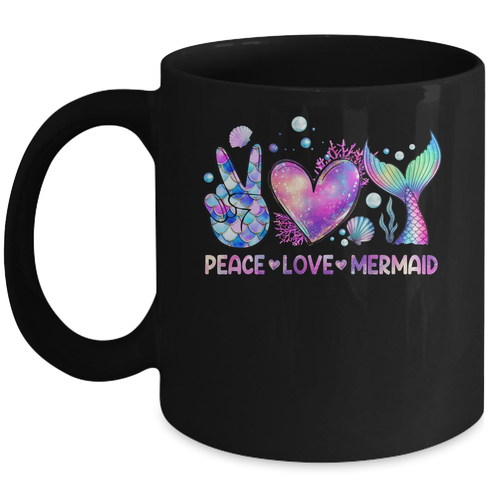 Peace Love Mermaid Summer Love Mermaid Beach Vacation Girls Mug | siriusteestore