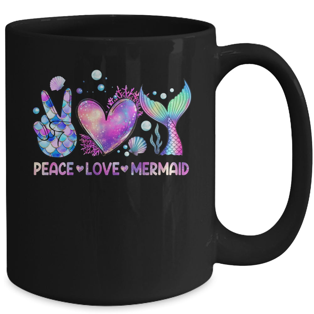 Peace Love Mermaid Summer Love Mermaid Beach Vacation Girls Mug | siriusteestore