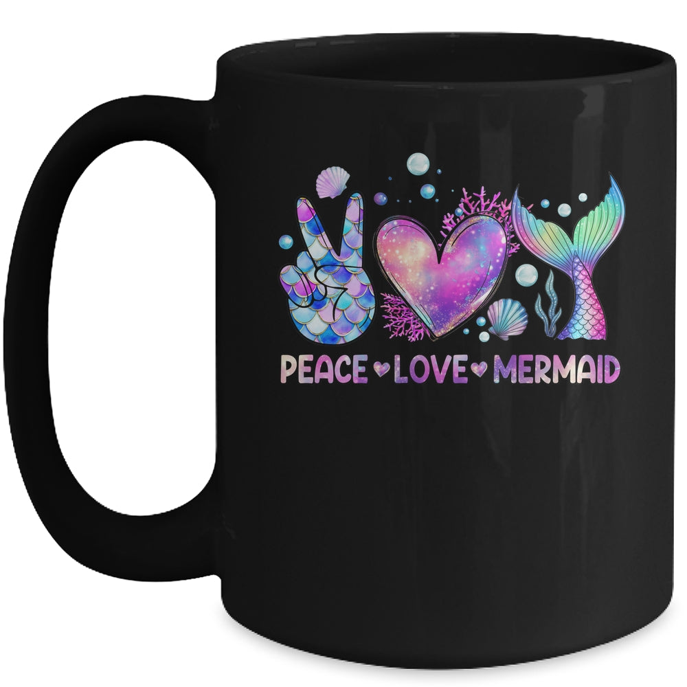 Peace Love Mermaid Summer Love Mermaid Beach Vacation Girls Mug | siriusteestore