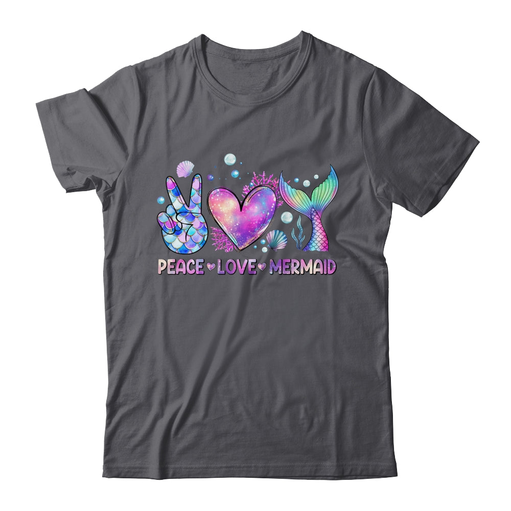 Peace Love Mermaid Summer Love Mermaid Beach Vacation Girls Shirt & Tank Top | siriusteestore