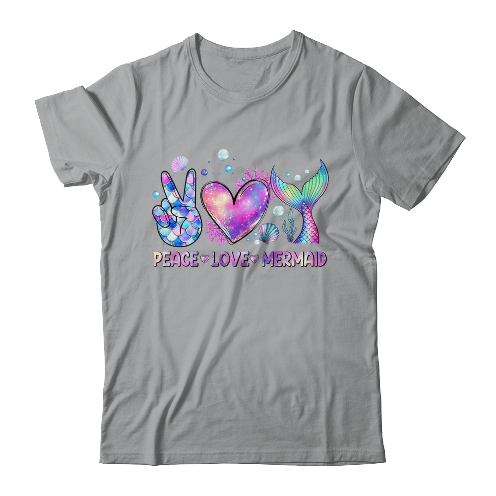 Peace Love Mermaid Summer Love Mermaid Beach Vacation Girls Shirt & Tank Top | siriusteestore