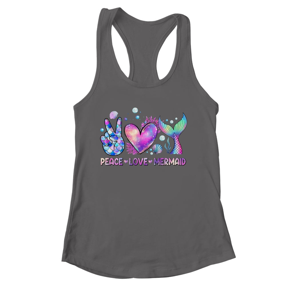 Peace Love Mermaid Summer Love Mermaid Beach Vacation Girls Shirt & Tank Top | siriusteestore