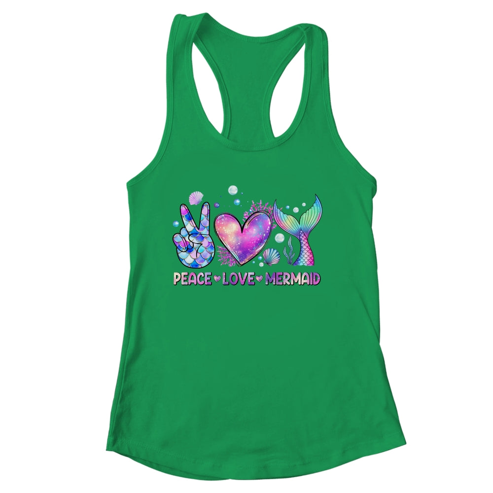 Peace Love Mermaid Summer Love Mermaid Beach Vacation Girls Shirt & Tank Top | siriusteestore