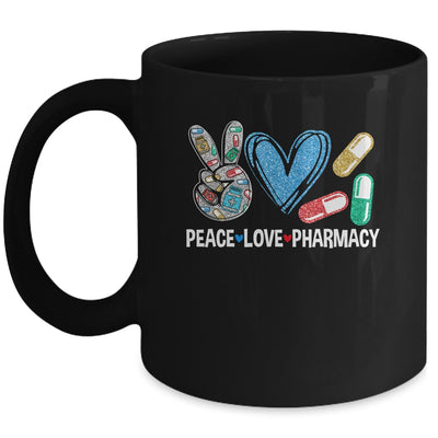 Peace Love Pharmacy Funny Pharmacy Tech Pharmacist Mug | siriusteestore
