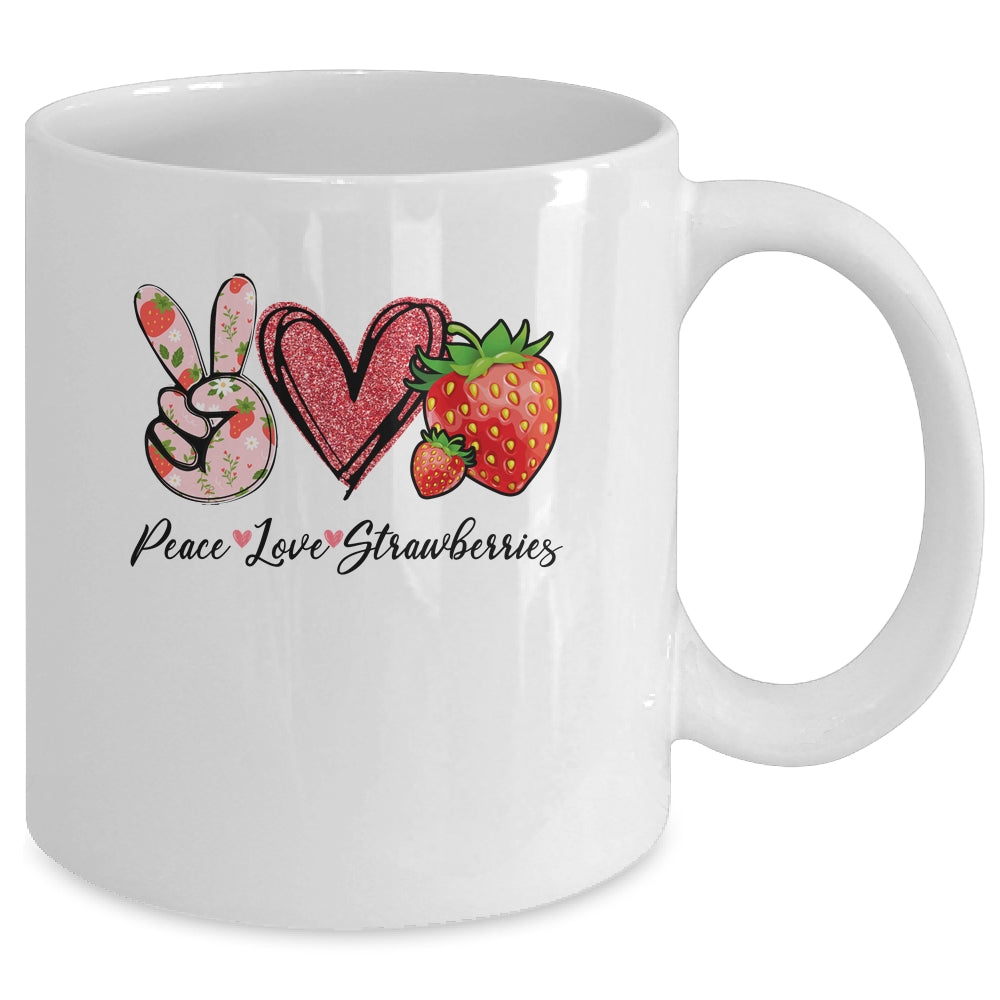 Peace Love Strawberry Farmer Strawberries Lover Berry Fruits Mug | siriusteestore