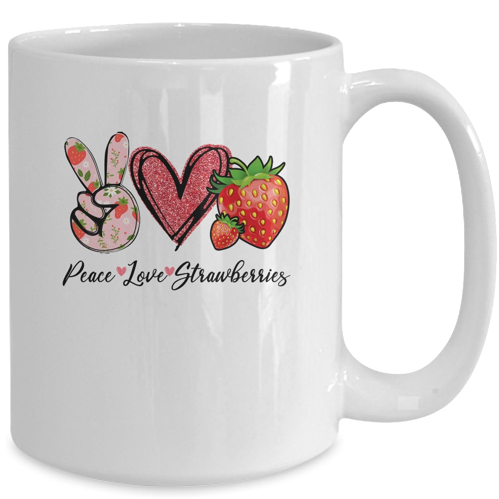 Peace Love Strawberry Farmer Strawberries Lover Berry Fruits Mug | siriusteestore