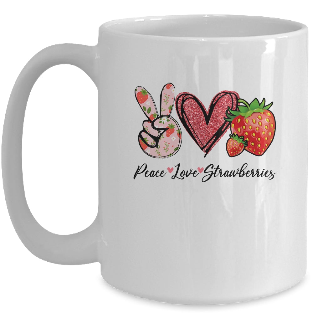 Peace Love Strawberry Farmer Strawberries Lover Berry Fruits Mug | siriusteestore