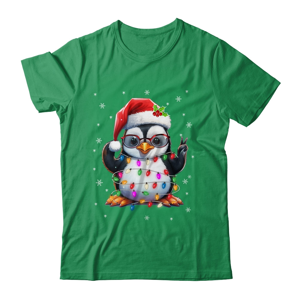 Peace Sign Hand Penguin Santa Christmas Penguin Women Kids Shirt & Sweatshirt | siriusteestore