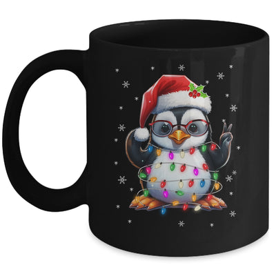 Peace Sign Hand Penguin Santa Christmas Penguin Women Kids Mug | siriusteestore