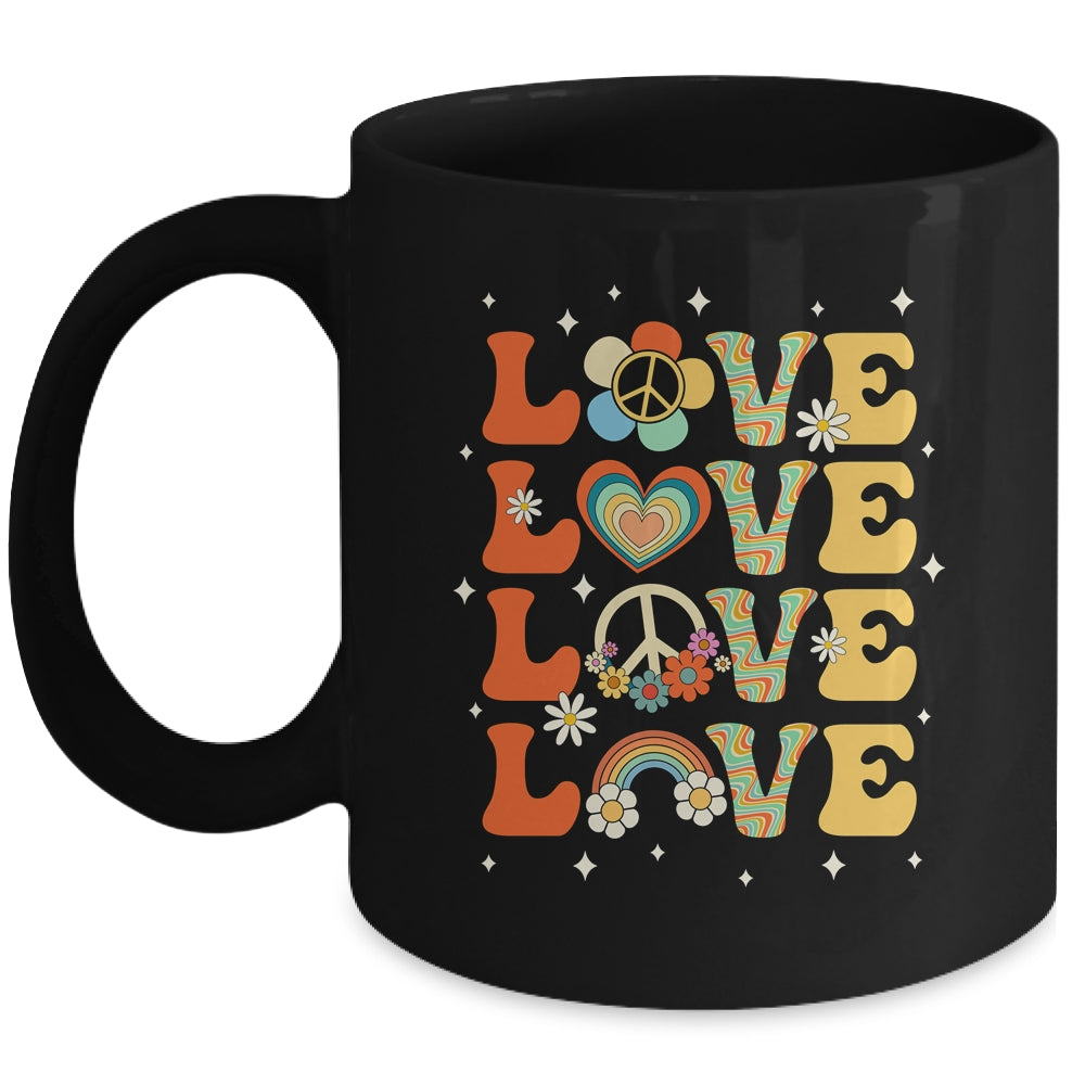 Peace Sign Love 60s 70s Costume 70 Theme Party Groovy Hippie Mug | siriusteestore