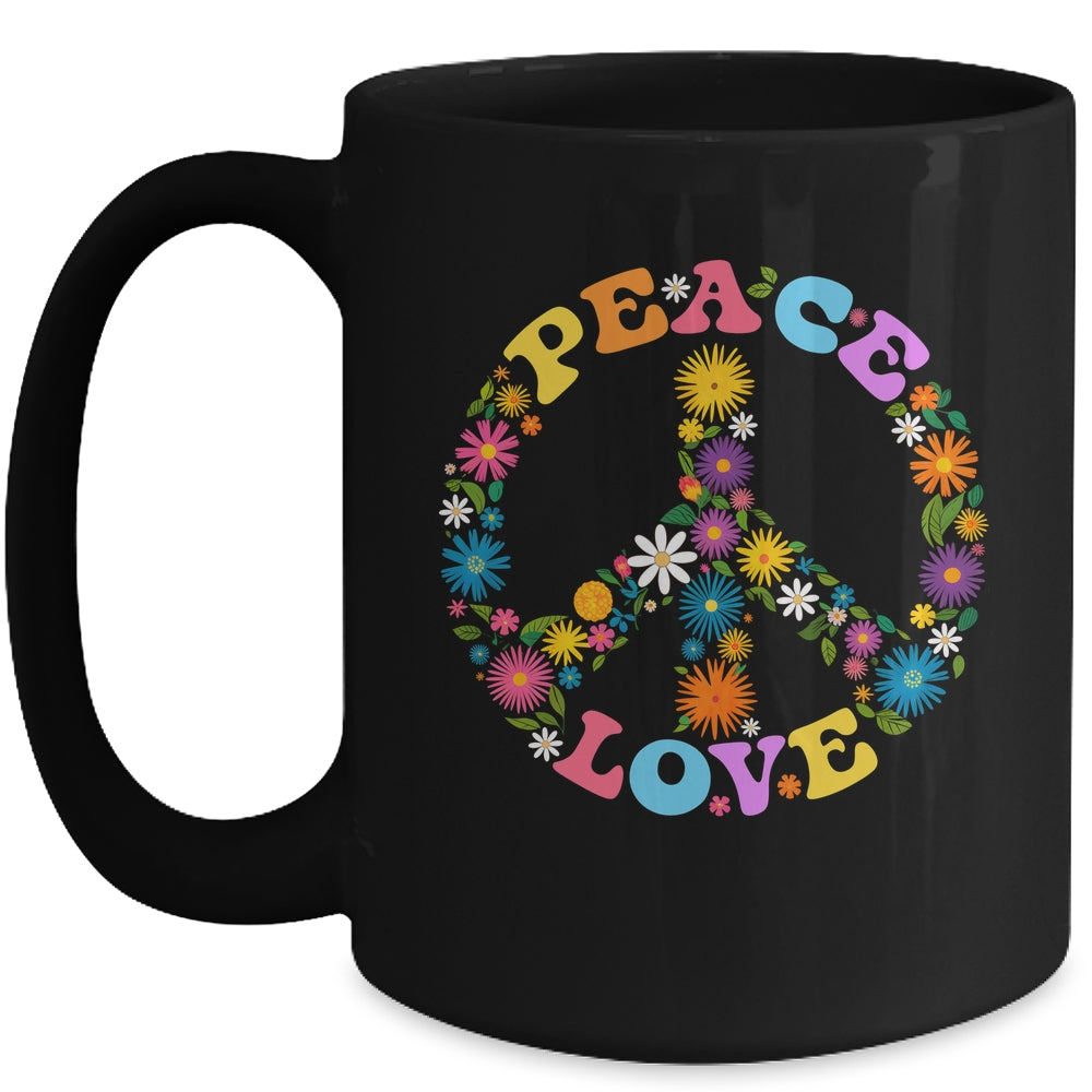 Peace Sign Love Flower 60s 70s Tie Dye Hippie Costume Mug | siriusteestore