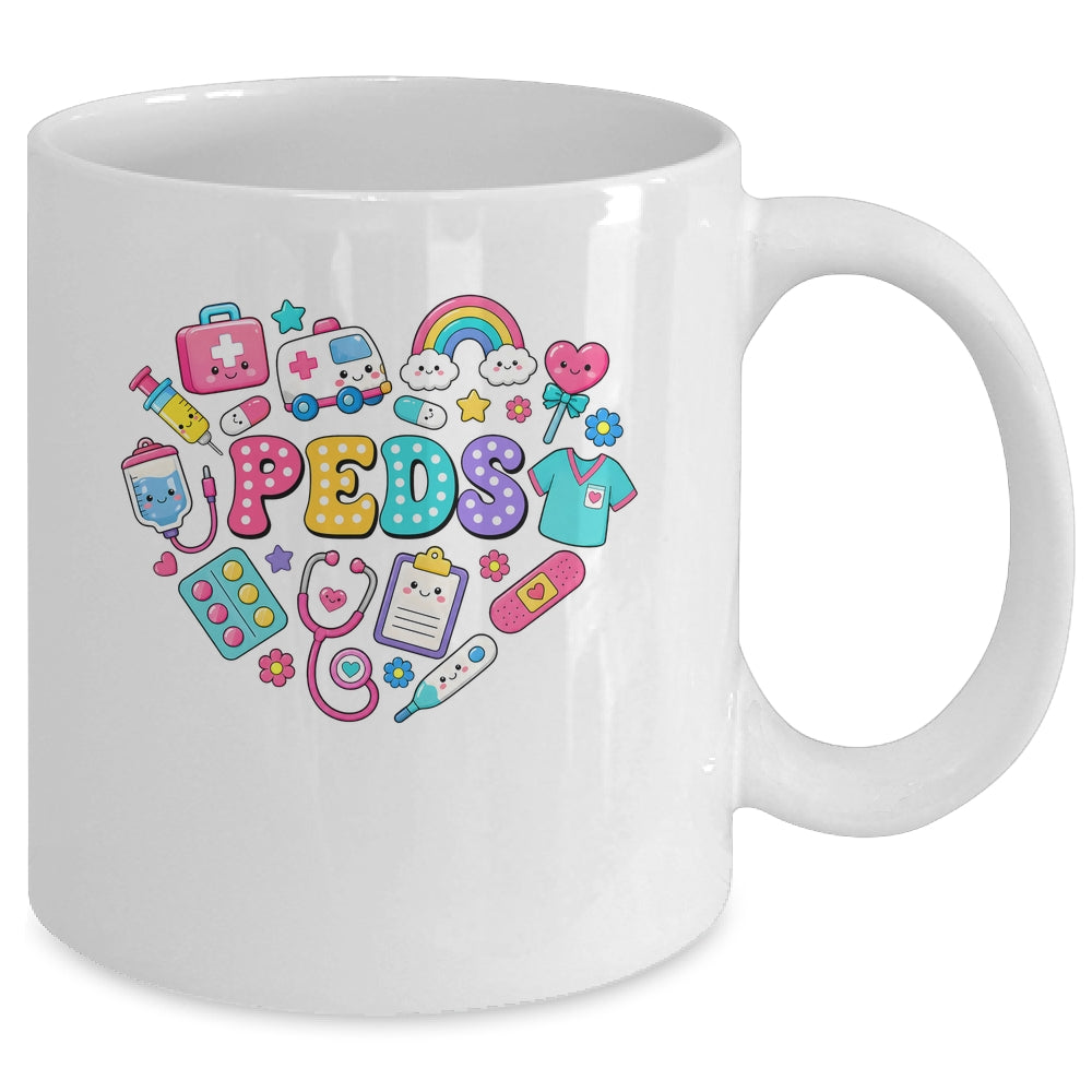 Peds Nurse Stuff Retro Pediatric Practitioner PICU Heart Mug | siriusteestore