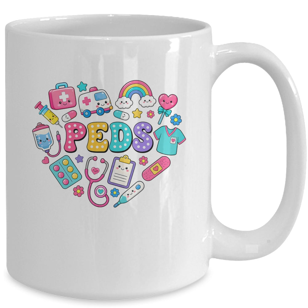 Peds Nurse Stuff Retro Pediatric Practitioner PICU Heart Mug | siriusteestore