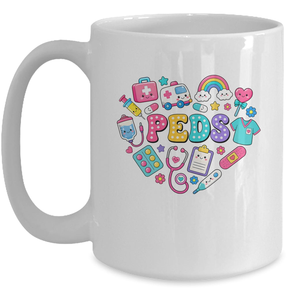 Peds Nurse Stuff Retro Pediatric Practitioner PICU Heart Mug | siriusteestore