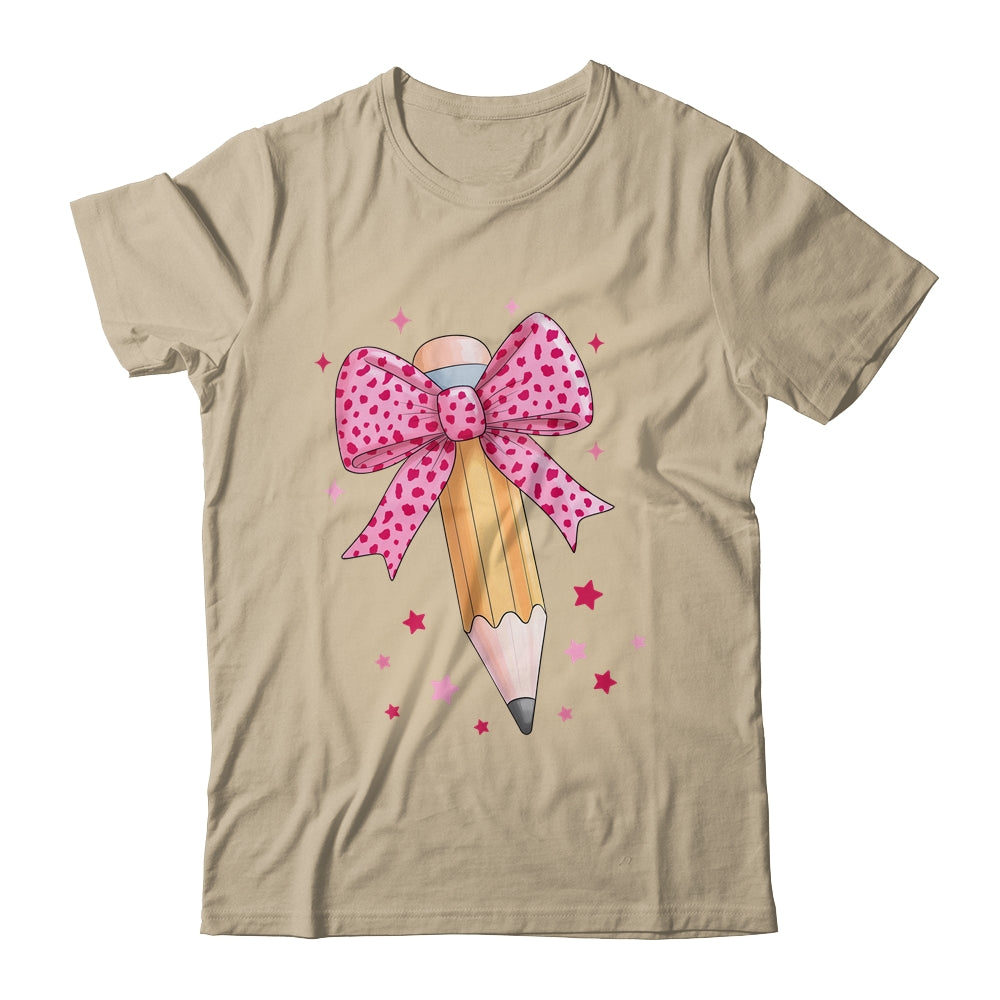 Pencil Coquette Bow Pink Teacher Appreciation Back To School Shirt & Hoodie | siriusteestore