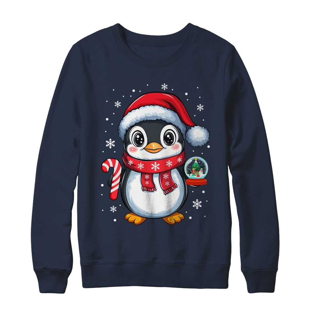 Penguin Christmas Candy Cane Winter Xmas Women Girl Boy Shirt & Sweatshirt | siriusteestore