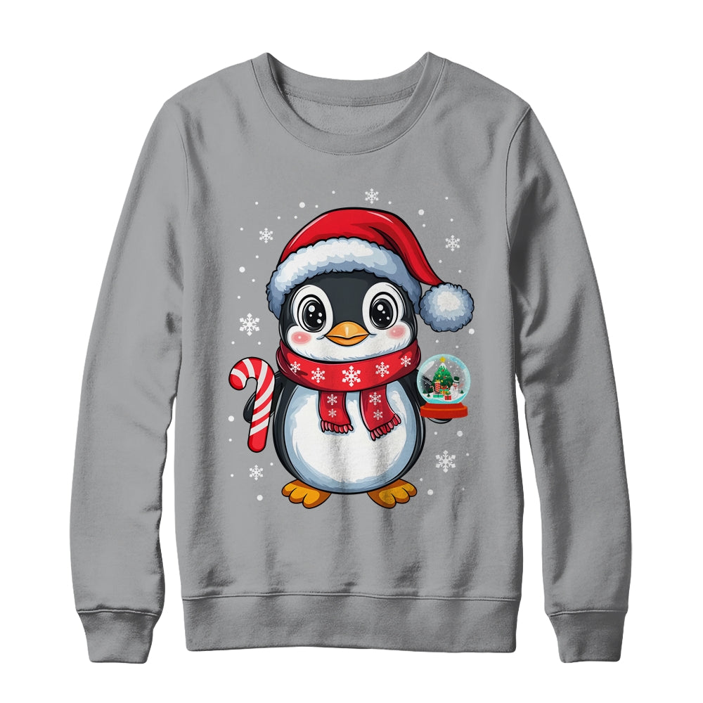 Penguin Christmas Candy Cane Winter Xmas Women Girl Boy Shirt & Sweatshirt | siriusteestore