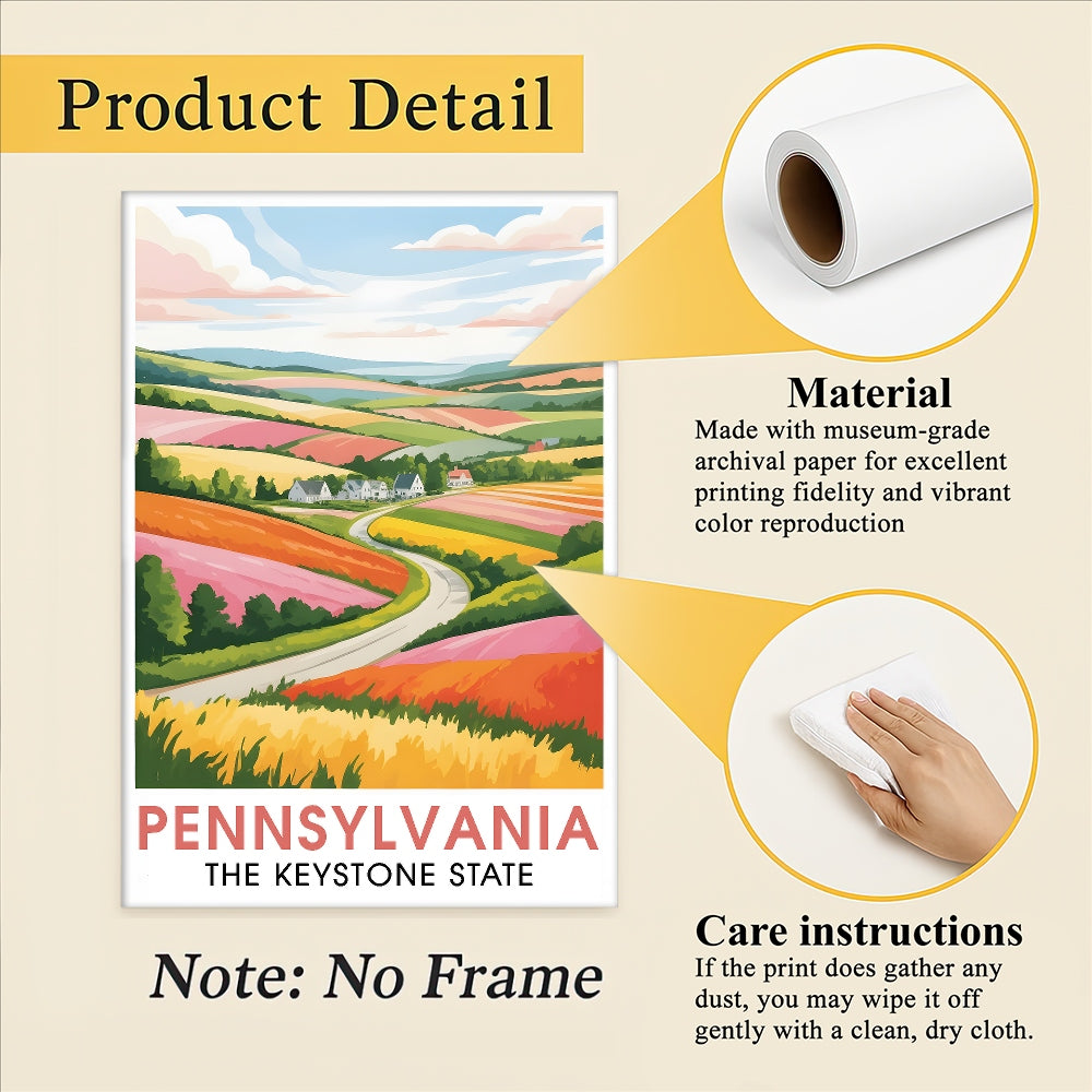 Pennsylvania Travel Print Poster Nature Keystone State Scenic Vista Souvenir Wall Art Landscape Picture For Home Room Living Room Bedroom Decor Unframed | siriusteestore