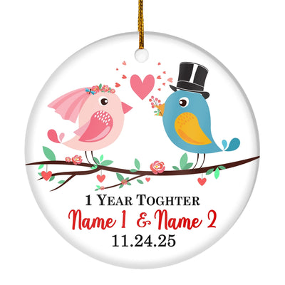 Personalized 1st 2nd 3rd 5th 10th Year Anniversary for Her Wedding Anniversary Couple Birds with Names Date Customized Christmas Tree Ornament | siriusteestore