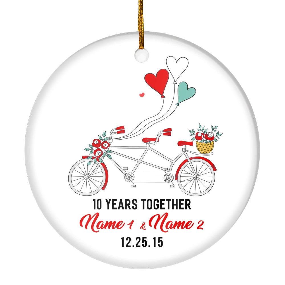 Personalized Anniversary for Her Husband Wife Christmas Ornament for Married Couple with Names Date 1st 2nd 5th 10th 20th Bike Customized Christmas Tree Ornament | siriusteestore