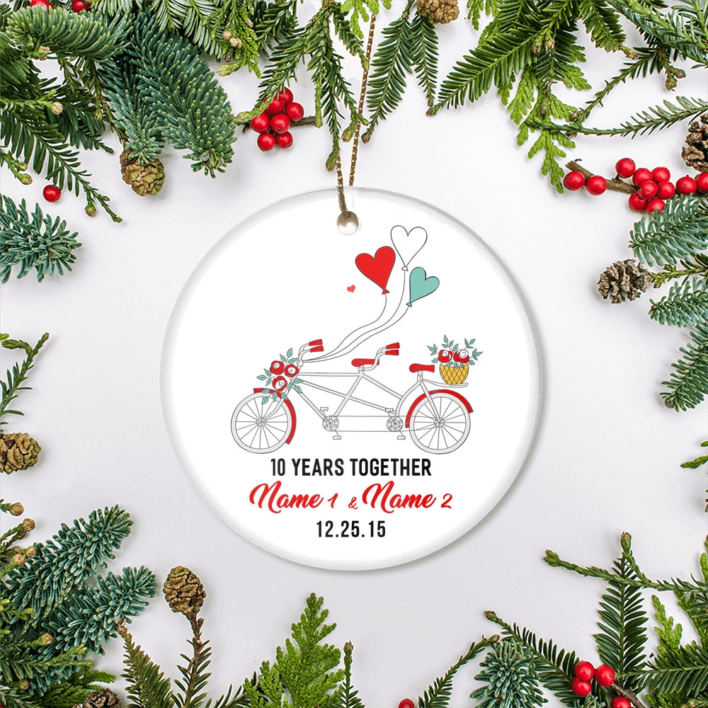 Personalized Anniversary for Her Husband Wife Christmas Ornament for Married Couple with Names Date 1st 2nd 5th 10th 20th Bike Customized Christmas Tree Ornament | siriusteestore