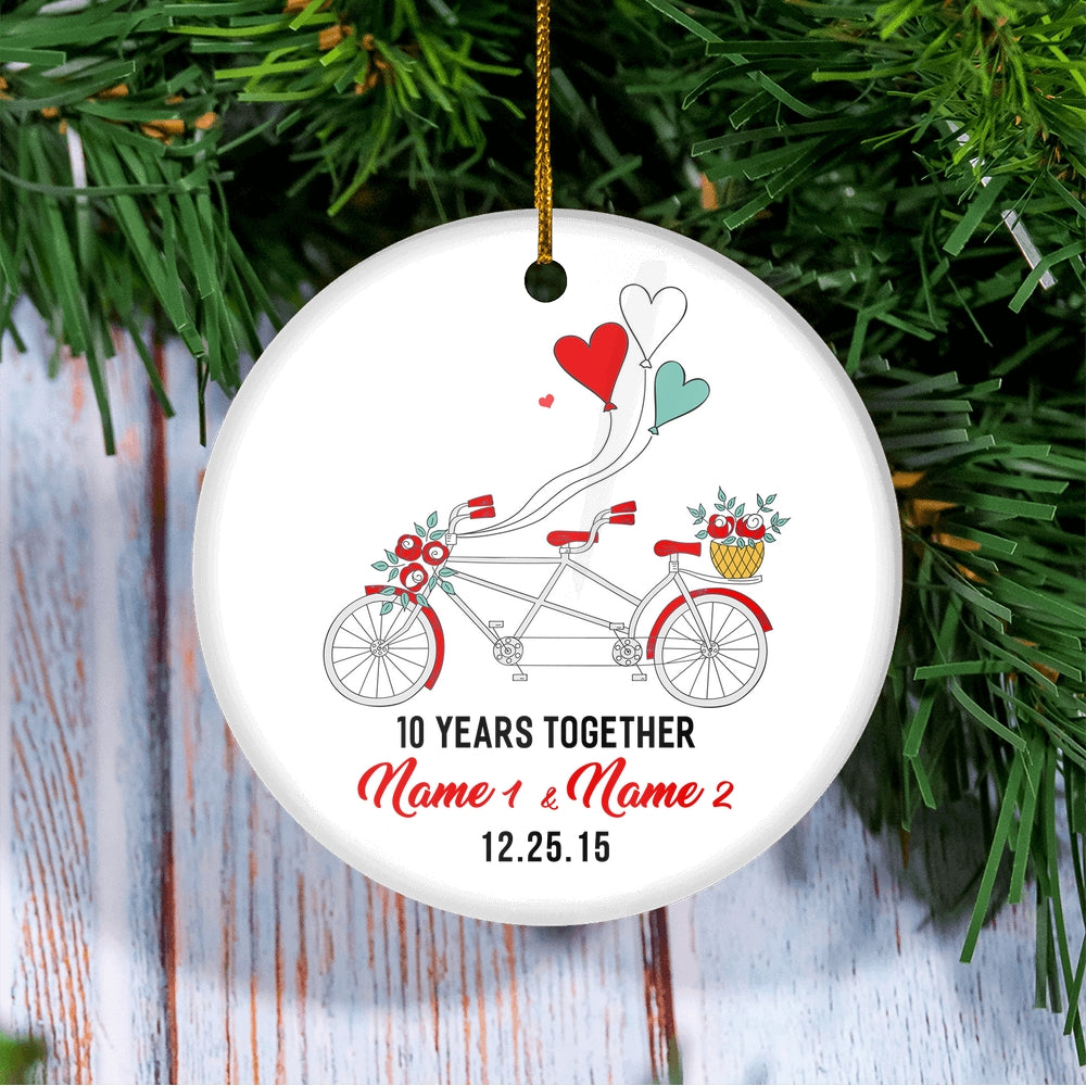 Personalized Anniversary for Her Husband Wife Christmas Ornament for Married Couple with Names Date 1st 2nd 5th 10th 20th Bike Customized Christmas Tree Ornament | siriusteestore