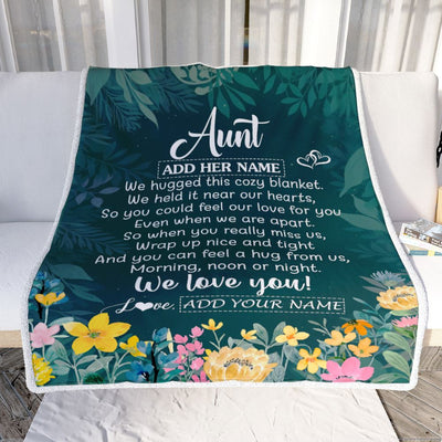 Personalized Aunt Blanket From Niece Nephew Floral Green We Love You Aunt Mothers Day Birthday Gifts Christmas Customized Fleece Throw Blanket | siriusteestore