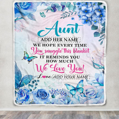 Personalized Aunt Blanket From Niece Nephew Floral Print We Love You Aunt Mothers Day Birthday Gifts Christmas Customized Fleece Throw Blanket | siriusteestore