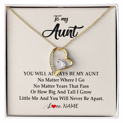 Forever Love Necklace 18K Yellow Gold Finish | Personalized Aunt Necklace From Niece Nephew You Will Always Be My Aunt Birthday Mothers Day Christmas Customized Gift Box Message Card | siriusteestore