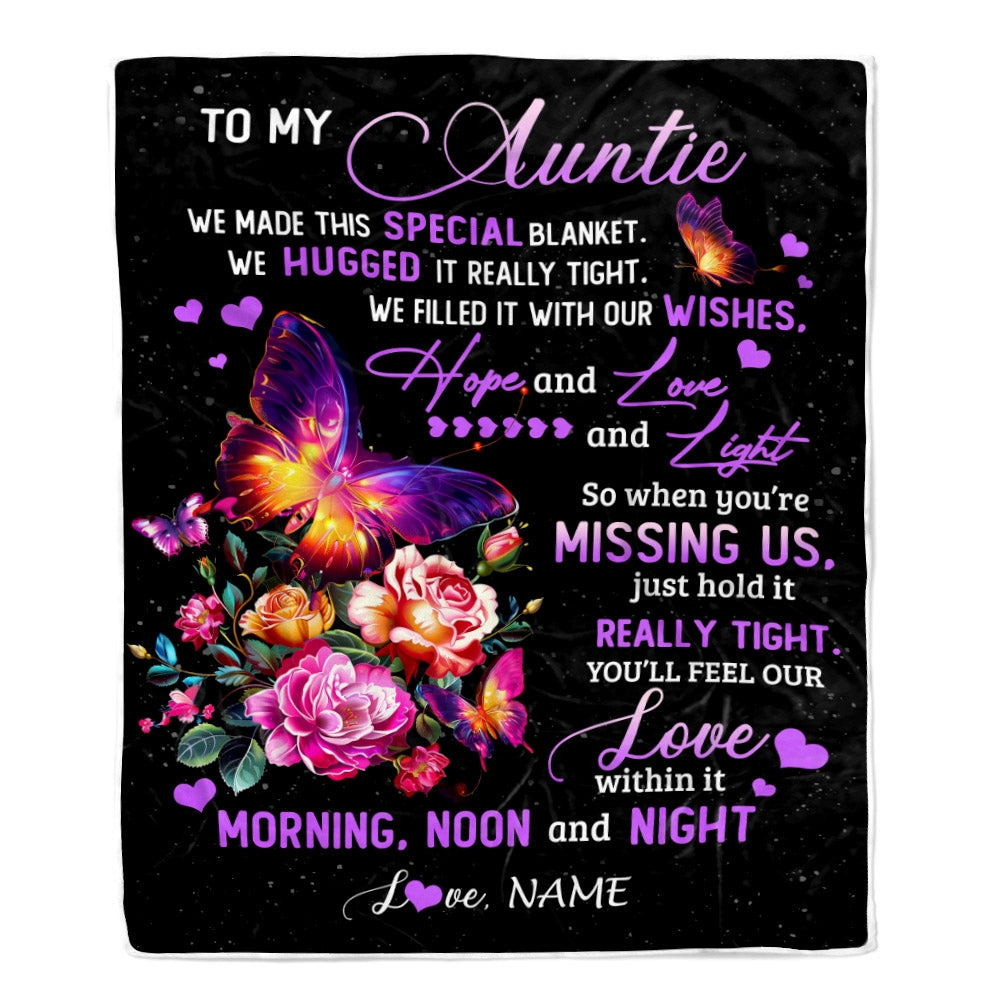 Personalized Auntie Blanket From Niece Nephew We Made This Special Blanket Flower Aunt Birthday Mothers Day Christmas Customized Fleece Throw Blanket | siriusteestore