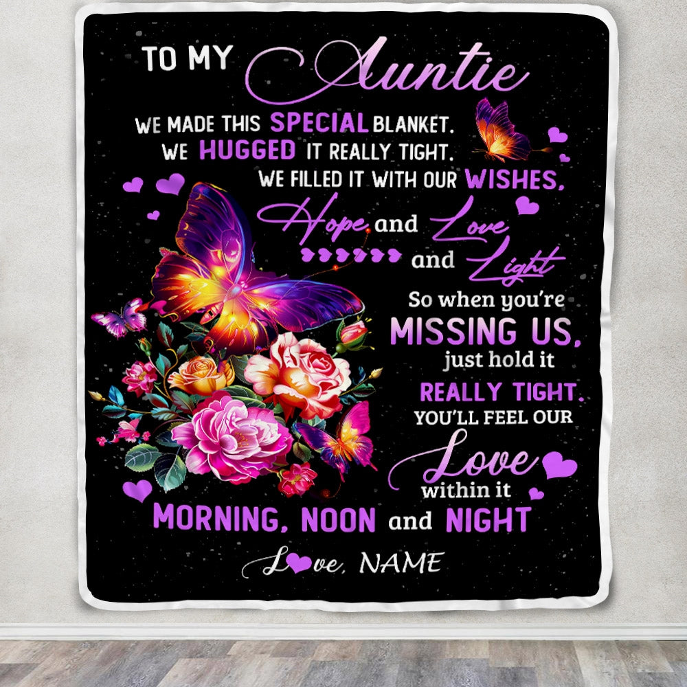 Personalized Auntie Blanket From Niece Nephew We Made This Special Blanket Flower Aunt Birthday Mothers Day Christmas Customized Fleece Throw Blanket | siriusteestore