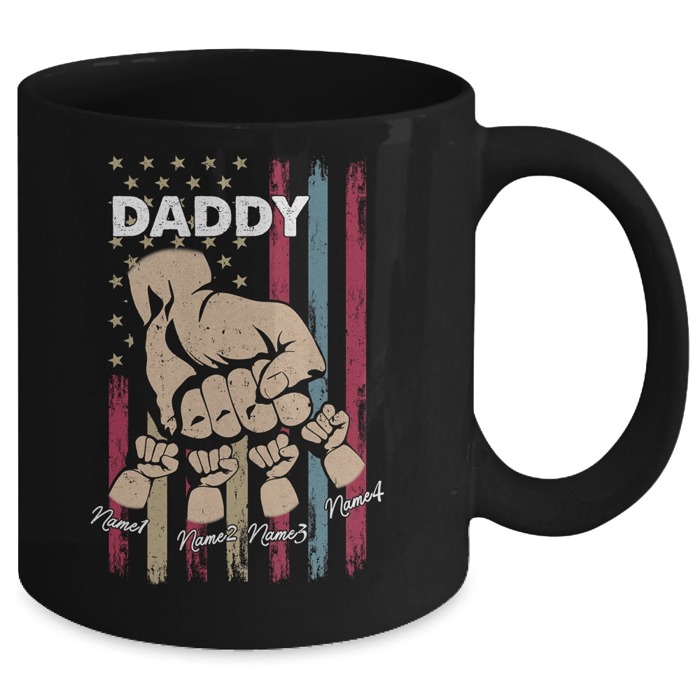 Personalized Awesome Daddy Kids With Name Custom Hands Fist Bump Flag Fathers Day Birthday Christmas Mug | siriusteestore