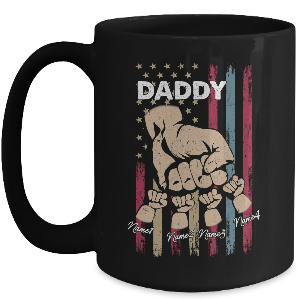 Personalized Awesome Daddy Kids With Name Custom Hands Fist Bump Flag Fathers Day Birthday Christmas Mug | siriusteestore