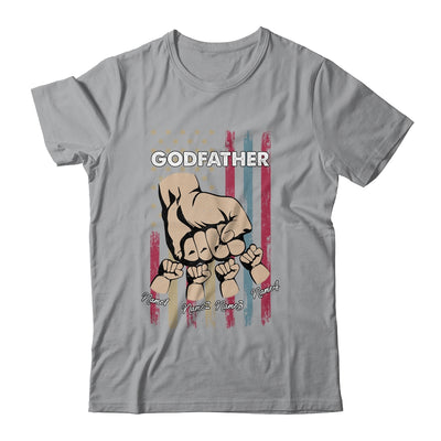 Personalized Awesome Godfather Kids With Name Custom Hands Fist Bump Flag Fathers Day Birthday Christmas Shirt & Hoodie | siriusteestore