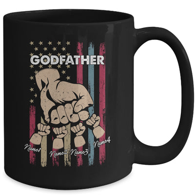Personalized Awesome Godfather Kids With Name Custom Hands Fist Bump Flag Fathers Day Birthday Christmas Mug | siriusteestore
