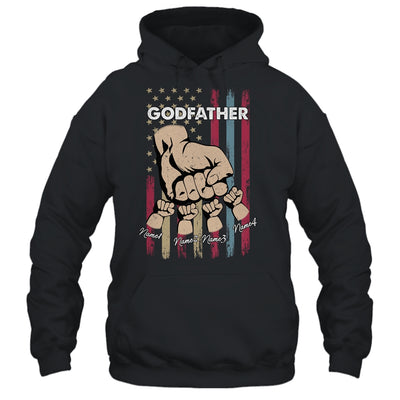 Personalized Awesome Godfather Kids With Name Custom Hands Fist Bump Flag Fathers Day Birthday Christmas Shirt & Hoodie | siriusteestore