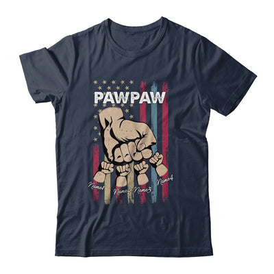 Personalized Awesome Pawpaw Grandkids With Name Custom Hands Fist Bump Flag Fathers Day Birthday Christmas Shirt & Hoodie | siriusteestore