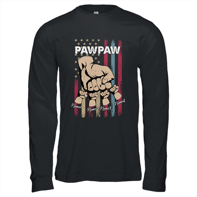 Personalized Awesome Pawpaw Grandkids With Name Custom Hands Fist Bump Flag Fathers Day Birthday Christmas Shirt & Hoodie | siriusteestore