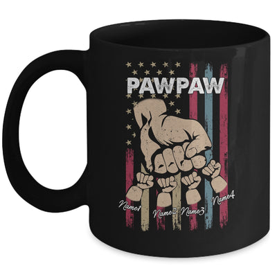 Personalized Awesome Pawpaw Grandkids With Name Custom Hands Fist Bump Flag Fathers Day Birthday Christmas Mug | siriusteestore