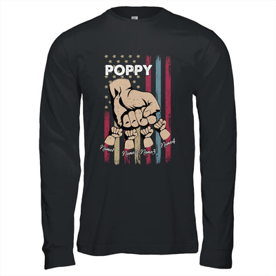Personalized Awesome Poppy Grandkids With Name Custom Hands Fist Bump Flag Fathers Day Birthday Christmas Shirt & Hoodie | siriusteestore