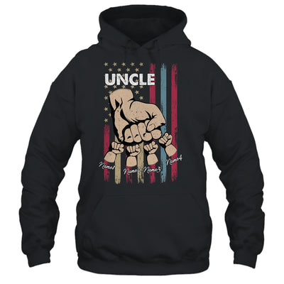 Personalized Awesome Uncle Kids With Name Custom Hands Fist Bump Flag Fathers Day Birthday Christmas Shirt & Hoodie | siriusteestore