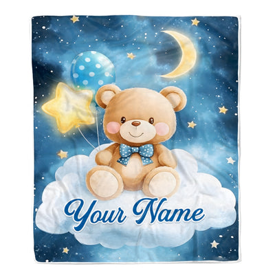 Personalized Baby Blanket For Boys Custom With Name Blankets For Kids Custom Bear Blankets For Infant Toddler Gifts For Birthday Customized Fleece Blanket | siriusteestore