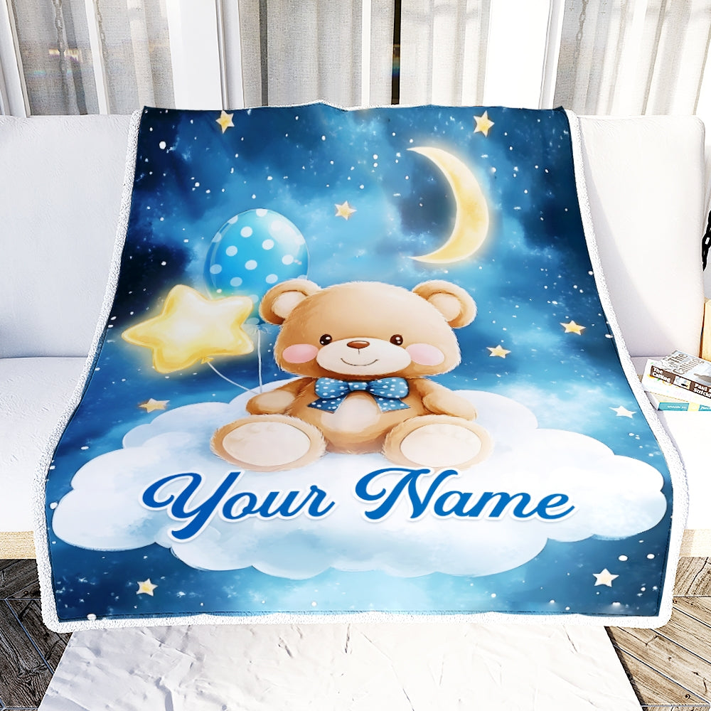 Personalized Baby Blanket For Boys Custom With Name Blankets For Kids Custom Bear Blankets For Infant Toddler Gifts For Birthday Customized Fleece Blanket | siriusteestore
