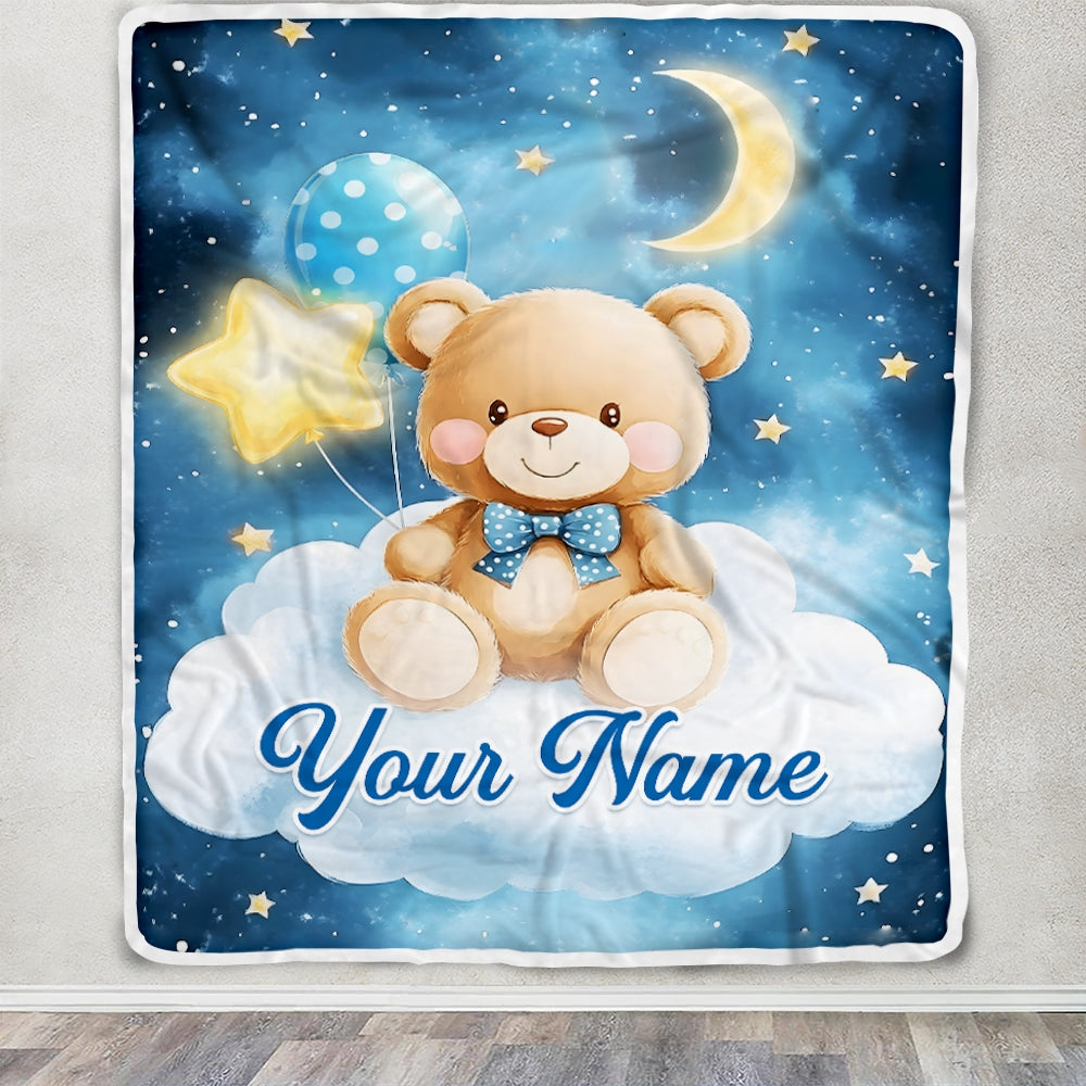 Personalized Baby Blanket For Boys Custom With Name Blankets For Kids Custom Bear Blankets For Infant Toddler Gifts For Birthday Customized Fleece Blanket | siriusteestore
