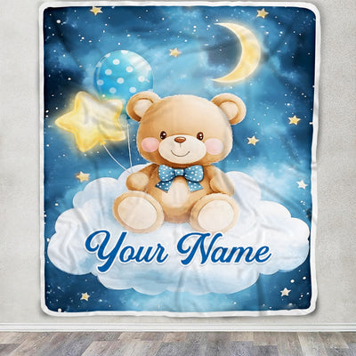 Personalized Baby Blanket For Boys Custom With Name Blankets For Kids Custom Bear Blankets For Infant Toddler Gifts For Birthday Customized Fleece Blanket | siriusteestore