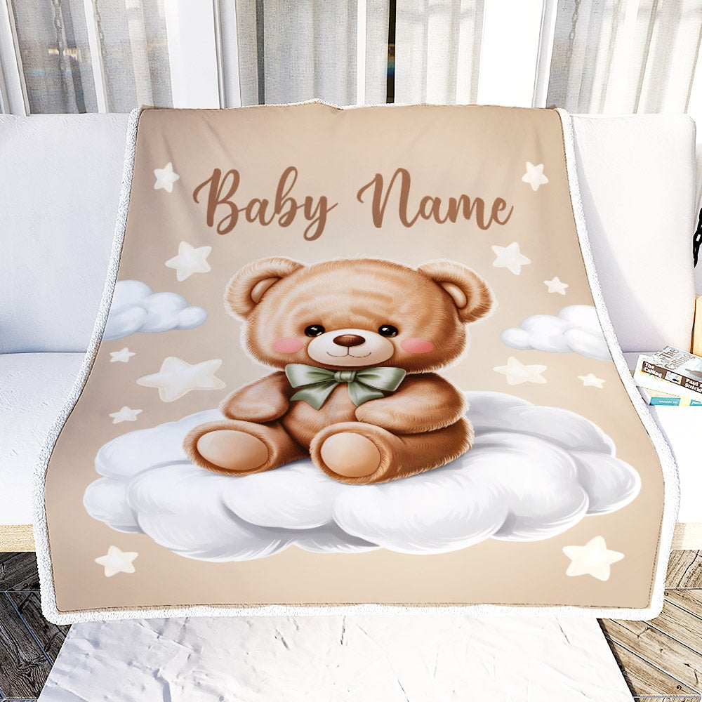 Personalized Baby Blanket For Boys Girls Custom Baby With Name For Kids Custom Bear Blankets For Infant Toddler Gifts For Birthday Customized Fleece Blanket | siriusteestore