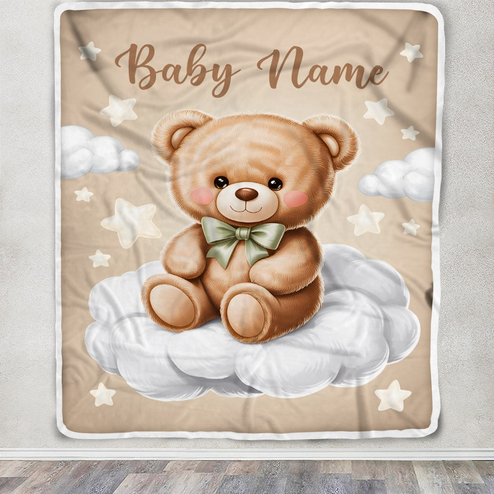 Personalized Baby Blanket For Boys Girls Custom Baby With Name For Kids Custom Bear Blankets For Infant Toddler Gifts For Birthday Customized Fleece Blanket | siriusteestore