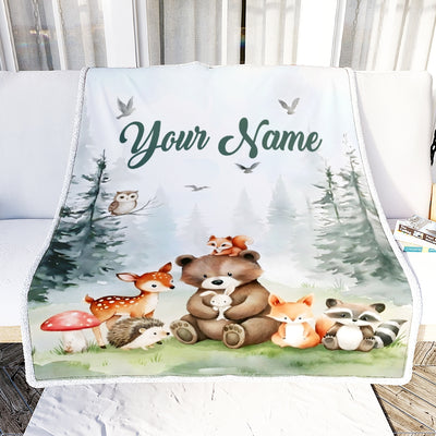 Personalized Baby Blanket For Boys Girls Custom With Name Blankets For Kids Safari Jungle Animals Baby Toddler Gifts For Birthday Customized Fleece Blanket | siriusteestore